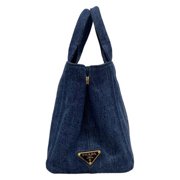 Auth PRADA Canapa - Blue Black Denim Tote Bag - Picture 7 of 15